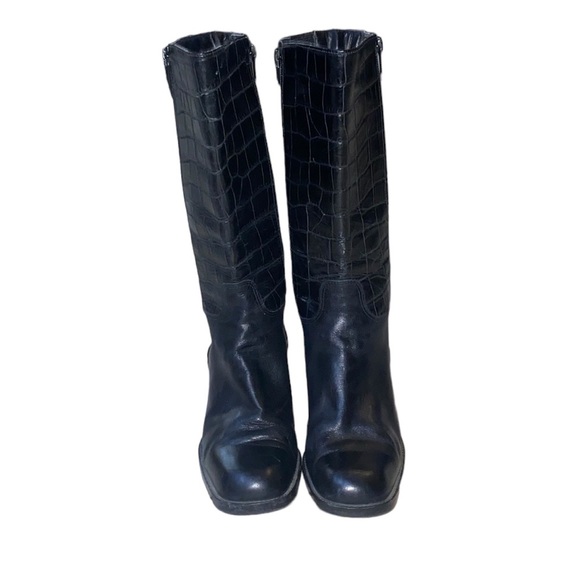 Enzo Angiolini Shoes - ENZO ANGIOLINI  FASHION BOOTS LEATHER Black Heel Double-Side Zip High Kneed Sz7